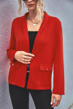 Plain Pocketed Open One Button Blazer Jackets