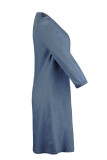 Plain V Neck Denim Dress