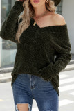 V Neck Plain Texture Knit Sweaters
