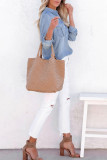 Blue Washed Open Button Denim Shirts