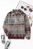 Vintage Aztec Print Lapel Pocket Button Up Jacket