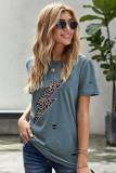 Leopard Lightning Print Graphic Tees for Women UNISHE Wholesale Short Sleeve T shirts Top