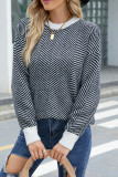 Wave Striped Two Tone Pullover Knit Sweaters