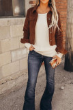 Brown Corduroy Button-Down Jacket with Pocket