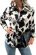 Black Leopard Open Button Long Sleeves Blouse Shirt