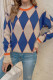 Color Block Diamond Plaid Knit Pullover Sweaters