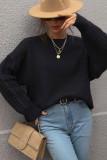 Cable Knit Sleeves Plain Pullover Sweaters