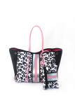 Striped Neoprene Tote Bag with Purse Unishe Wholesale MOQ 3PCS