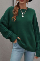Cable Knit Sleeves Plain Pullover Sweaters