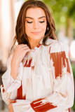 Multicolor Brushstroke Printed Smocking Blouse