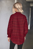 Smocked Cuff Plaid Open Button Long Sleeves Shirts
