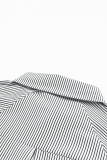 Smocked Cuffed Striped Boyfriend Shirt with Pocket