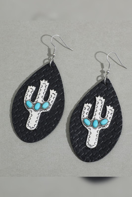 Texture Knit PU Cactus Earrings MOQ 5pcs