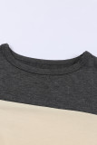 Khaki Color Block Pullover 2pcs Loungewear Set
