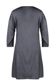 Plain V Neck Denim Dress