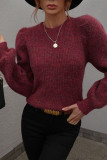 Plain Puffy Sleeves Pullover Sweaters
