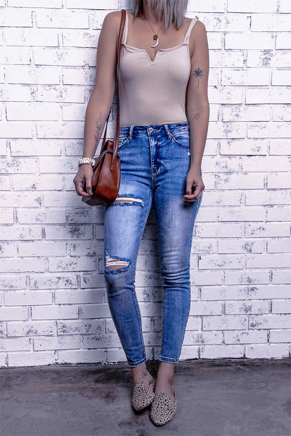 Vintage Ripped Washed Pencil Jeans Unishe Wholesale