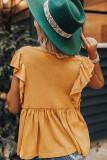 Yellow Flounce Cap Sleeve Babydoll Top