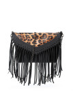 Leopard and Cow Print Tassel Envelope Crossbody Bag