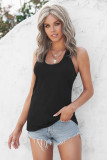 Black Scoop Neck Basic Solid Tank Top