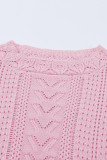 Pink Crochet Lace Pointelle Knit Sweater