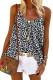 Leopard Print Spaghetti Strap Pleated Flowing Tank Top