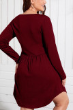 Button Down Elastic Waist Plus Size Mini Dress