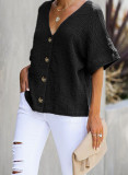 Black Soak It Up Cotton Button Down Blouse