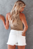 Brown Asymmetrical One-shoulder Ribbed Tank Top