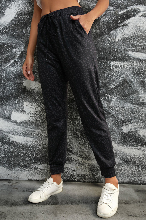 Black Breezy Leopard Joggers