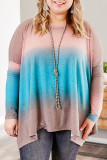 Sky Blue Plus Size Painted Poncho Top