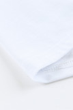 White Holes Crew Neck Cotton Mixed T-shirt