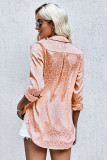 Orange Turn-down Collar Embossed Button Shirt