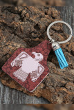 Western Print Tassel PU Keychain MOQ 5pcs