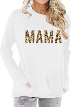 White MAMA Printed Long Sleeve Top