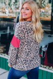Leopard Color Block Leopard Patchwork Puff Sleeve Top