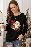 Christmas Graphic Leopard Print Cut-out Pullover Sweatshirt