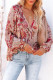 Pink Split V Neck Printed Blouse