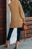 Drop Sleeve Cable Knit Cardigan with Slits