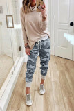 Gray Camo Print Knit Sport Pants