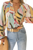 Multicolor Tropical Fish Skin Crinkle Long Sleeve Shirt