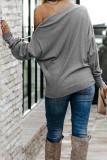 Gray Ribbed Zip Knit Top