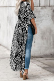 Black Printed Duster Kimono