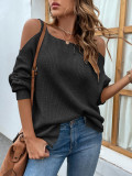 Plain Cold Shoulder Strappy Sweaters
