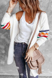 White Striped Balloon Sleeve Cardigan