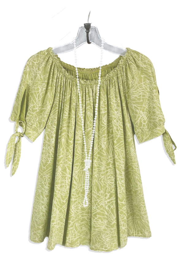 Boat Neck Ruches Blouse Unishe Wholesale