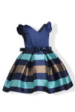 Ruffle Sleeveless V Neck Striped Girl Party Dress