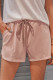 Dusty Pink Drawstring Elastic Waist Casual Shorts with Pockets