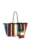 Striped Neoprene Tote Bag with Purse Unishe Wholesale MOQ 3PCS