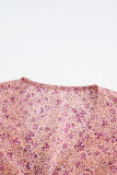 Pink Floral Print Tie Knot Ruffled Short Sleeve Mini Dress